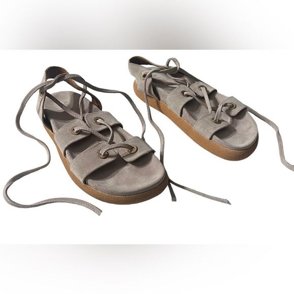 Anthropologie pink Suede tie up Gladiator Sandals EUC - Picture 3 of 6